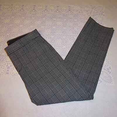 Banana Republic Size 0 Petite Sloan Black Gray Plaid Houndstooth Pants RN 54023 • $16