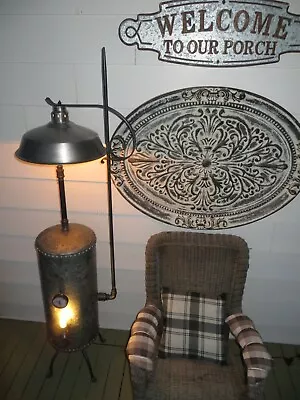 Massive Steampunk Floor Lamp Industrial Machine Age Steam Gauge Light Boiler  • $620.95