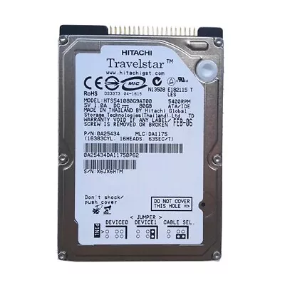 Hitachi 80 GB HTS541080G9AT00 5400RPM PATA IDE 2.5  Laptop HDD Hard Disk Drive • $8.99