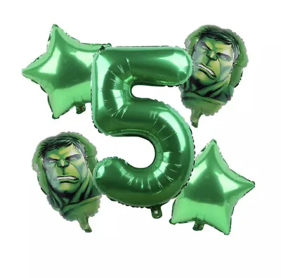 5pcs Avengers Green Superhero Hulk Foil Balloons Happy Birthday Party Decor • £2.99