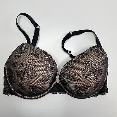 Victoria Secret Biofit Unlined Full Coverage Bra 34DD Underwire Lace Uplift Blac • $23