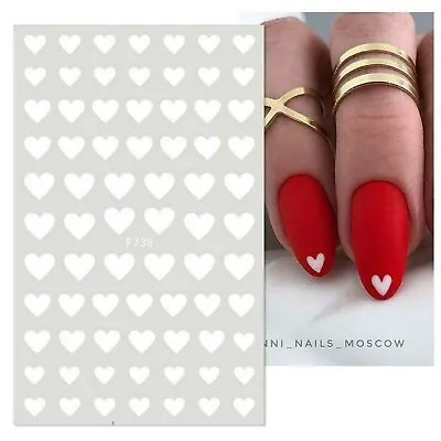 Nail Art Stickers Decals Transfers Valentines Day White Love Hearts Heart (F738) • $3.60
