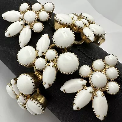 Vintage Juliana D & E Gold Tone White Glass Rhinestone Bracelet & Earrings • $30