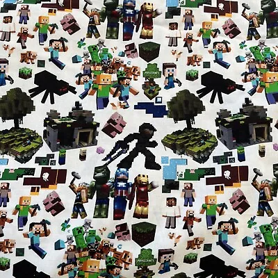 Based On Minecraft Material Remnant 1 Metre 45 By Drop 40cms 100 Percent Cotton • £5.89