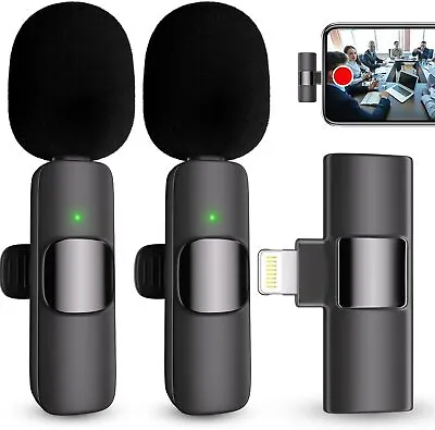 2 Pack Professional Wireless Microphone For IPhone IPad Cordless Recording Mic • $15.99