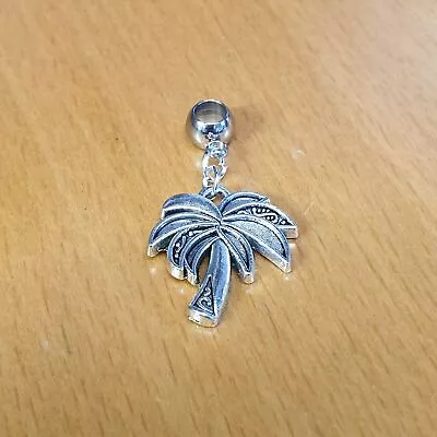 Large Palm Tree Pendant Charm In Tibetan Silver - UK SELLER • £2.49