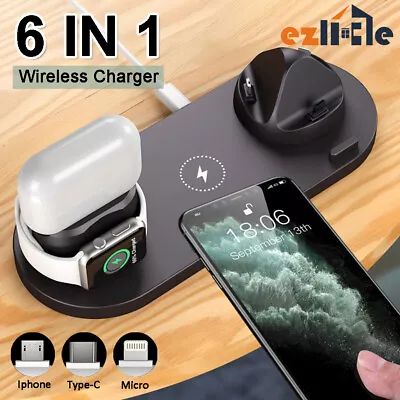 $9.99 • Buy 6in1 For Iphone13 12 11 Airpod Watch Fast Wireless Charger Dock Charging Station