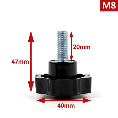 M5 To M12 Male Thread Plastic Star Clamping Nut Knob Screw Machine Handle Black • £5.99