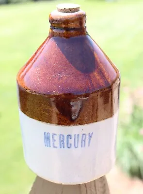 Antique Apothecary Mercury Stoneware Medicine Bottle Crock Jug-3-1/4  X 5  • $12.95