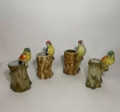 (Set Of 4) Vintage  PARROT Vase  -  Made In JAPAN   One Has Small Chip • $55