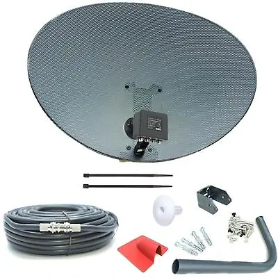 £40.99 • Buy 80cm Zone 2 Satellite Dish & Quad LNB + 5m RG6 Black Kit For Freesat / Sky + HD