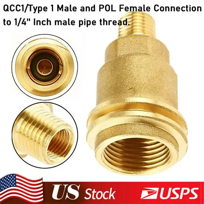 QCC1 Nut Propane Gas Fitting 1/4'' NPT Male Threaded Tank Adapter Quick Connect • $10.99