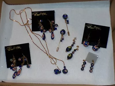 Vintage Jewelry Lot Cloisonne Enamel Necklace Earrings Pin (748V) • $35.99