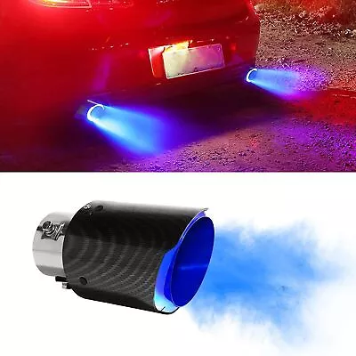 ⭐2.5  Carbon Fiber Inlet Exhaust Tip Car Muffler Pipe With LED Light Accessories • $18.88