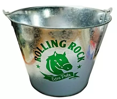 Rolling Rock Extra Pale Beer Ice Bucket 5 Qt Galvanized 7 1/4  Tall • $15.95