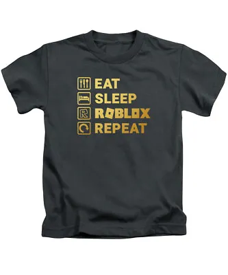 Eat Sleep Roblox Repeat Kids T-Shirt Tee Top Childrens Gaming (Gold Print) • £7.95