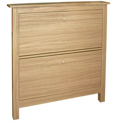 STOWE  8 Pair Shoe Storage  2 Flip Drawer Cabinet  Oak 3655oc • £99.99