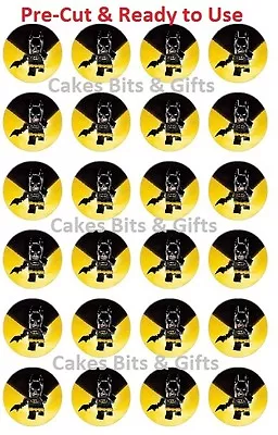 24x LEGO BATMAN Style 1  Edible Wafer Cupcake Cake Toppers PreCut Ready To Use • $9