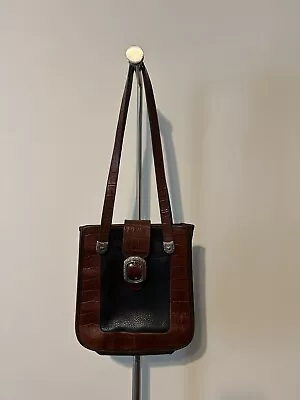 Vtg Brighton Leather Unique Shoulder Handbag • $15