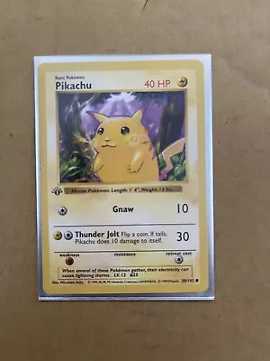 Pokémon Card - 1st Edition - Pikachu (Yellow Cheeks) 58/102 Base Set • $0.99