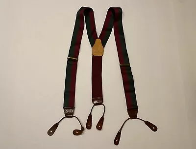 Brooks Brothers Suspenders Braces Red Green Striped Adjustable Made In USA • $29.99