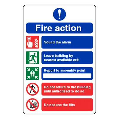 £1.72 • Buy Fire Action Notice Sign - Do Not Use Lifts - 200x300mm - 1mm Rigid Plastic