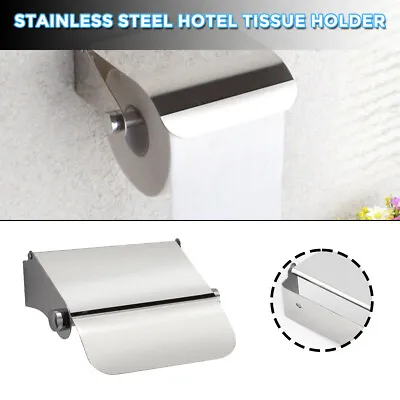 £4.99 • Buy Stainless Steel Toilet Paper Roll Holder With Cover Wall Mounted Tissue B