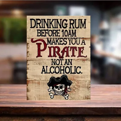 £4.99 • Buy Funny Drinking Rum Sign Alcoholic Pirate Man Cave Garden Bar Shed Pub Tiki
