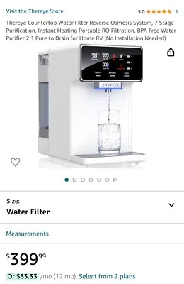 Thereye Countertop Water Purifier Reverse Osmosis 7 Stage Purification • $199