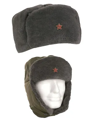 £19.99 • Buy Russian Army Trapper Genuine Soviet USSR Red Star Winter Olive Soldier Trapper 