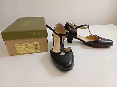 NEW Hotter Rumba Black Mary Jane T Bar Low Heel Leather Shoes Sz 5.5 UK Boxed AC • £14.99