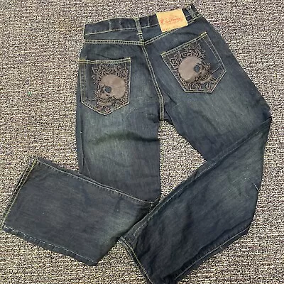 Ed Hardy Button Fly Jeans Y2K Lot 2010 Double Skulls Distressed Men’s 33X30 NWT • $99.97