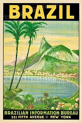 1930s Brazil - Rio De Janeiro Bay Vintage Style Travel Poster - 20x30 • $18.95