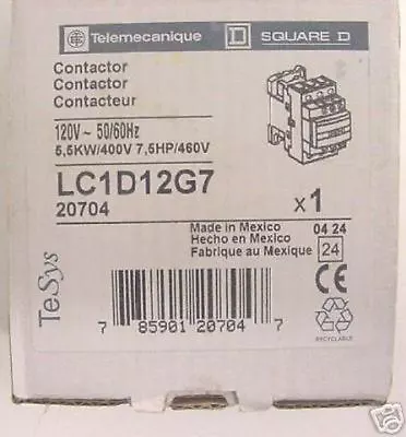 SQUARE D CONTACTOR 120 Volt ~ 50/60Hz 55KW/400Volt • $39.99