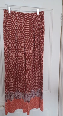 £6.99 • Buy Next Patterned Wide Leg Trousers Orange Red Floral Retro Festival Size 16R