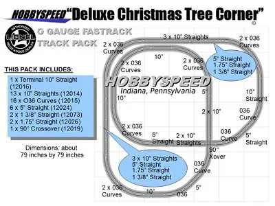 LIONEL FASTRACK DELUXE CHRISTMAS TREE CORNER TRACK LAYOUT 12019 7'x7' Pack NEW • $248.84