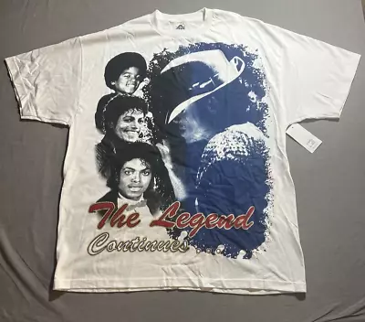 Michael Jackson The Legend Continues Shirt Adult 2XL White Short Sleeve Tee Mens • $10.80