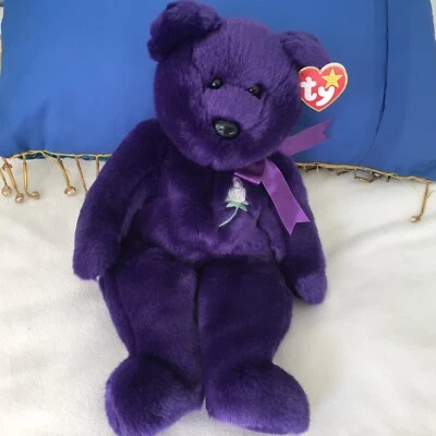 £22.50 • Buy TY Beanie Buddy 1998 Princess Diana Royal Purple Bear 14  + Tags Mint Condition
