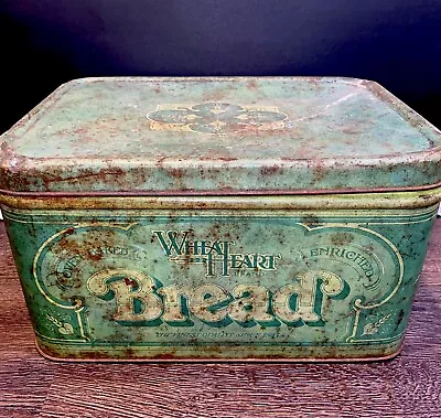 Vintage 70’s Metal Tin Bread Box Mid Century Country Kitchen Retro • $19.99