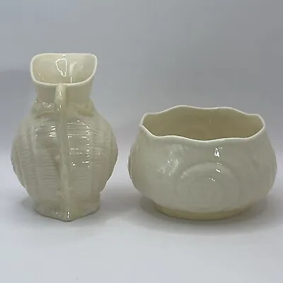 Vintage BELLEEK Open Sugar Bowl & Creamer Set • $15