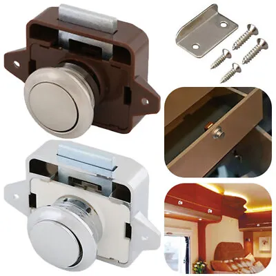 Push Button Latch Knob Catch Lock For RV Drawer Cupboard Door Caravan Cabinet • $14.35