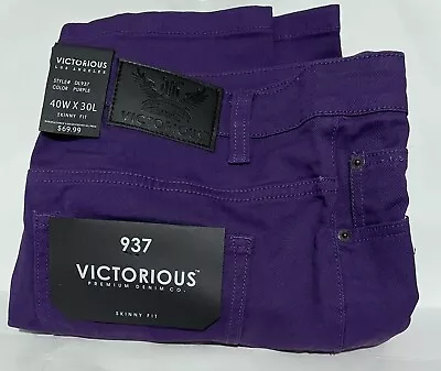 Victorious Skinny Fit Purple Denim Jeans Stretch Pants Men's 40 X 30 NEW! • $25.99