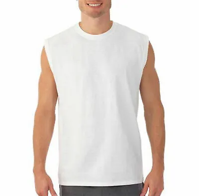 $9.75 • Buy Men's Sleeveless T-Shirt Cotton Muscle Tank Top Solid Blank Workout Summer Gym