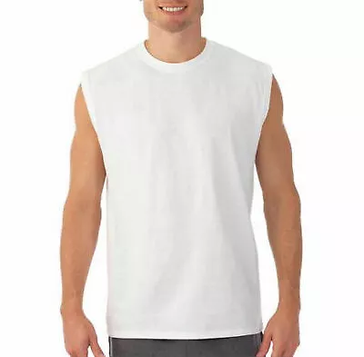 $9.75 • Buy Men's Sleeveless T-Shirt Cotton Muscle Tank Top Solid Blank Workout Summer Gym