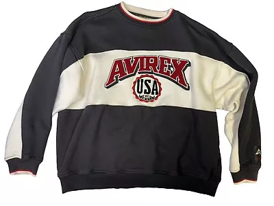 Avirex USA Men's Vintage Black/White XL Pullover Sweater EUC • $35.98