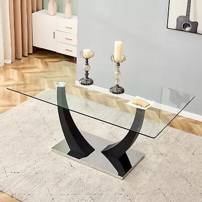 Large 67  Dining Table W Tempered Glass Top N Sturdy Base For Banquet Hall USA • $549.99