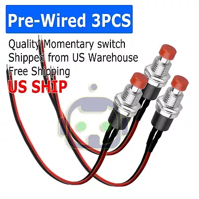 $7.95 • Buy 3 PCS Red Micro Lockless Momentary On/Off Push Button 12V 5A Switch Tact