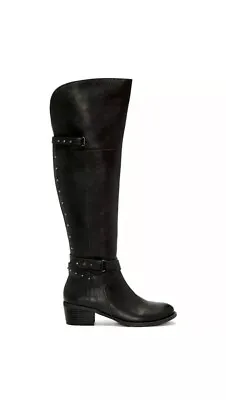 VINCE CAMUTO Bestant Over The Knee OTK Boot Black Studded Sz 6  NEW Wide Calf • $48