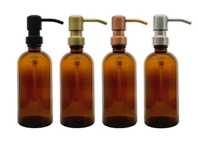 £6.25 • Buy Brown Glass Soap Dispenser Bottles 300ml, Refillable Pump Lotion/Shampoo Bottle