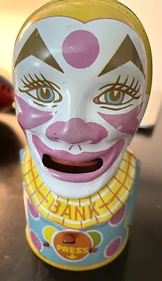 J Chein & Co. 1930’s Circus Clown Penny Tin Litho Toy Bank Made In USA Works • $48